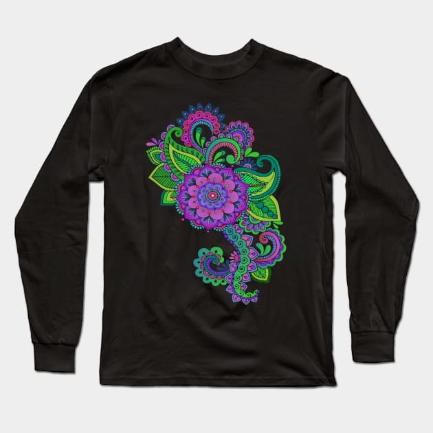 Decorative Floral Art Long Sleeve T-Shirt by AlondraHanley